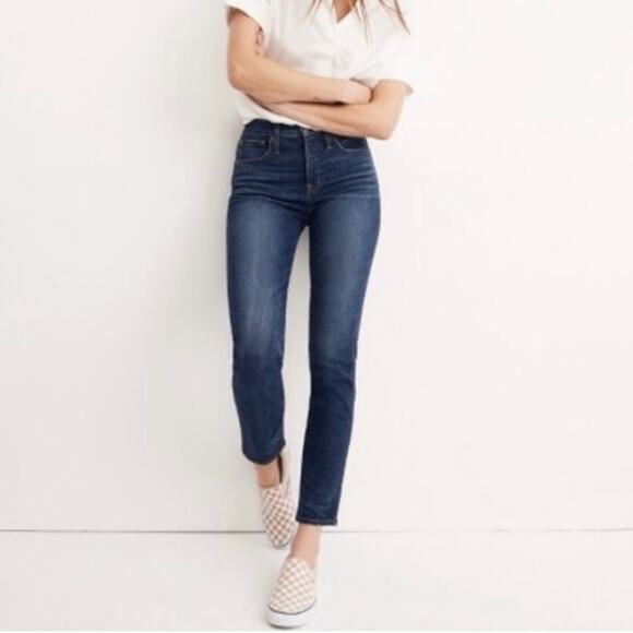 Madewell Rail Straight Jeans Dark Wash High Rise Straight Leg Jeans 26x32